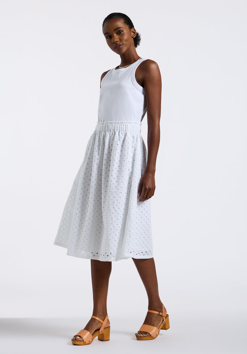 Buffalo Jeans Women's Drea Tank Dress With Eyelet Embroidered Skirt, White - Size: XL Buffalo Jeans Women's Drea Tank Dress With Eyelet Embroidered Skirt, White - Size: XL