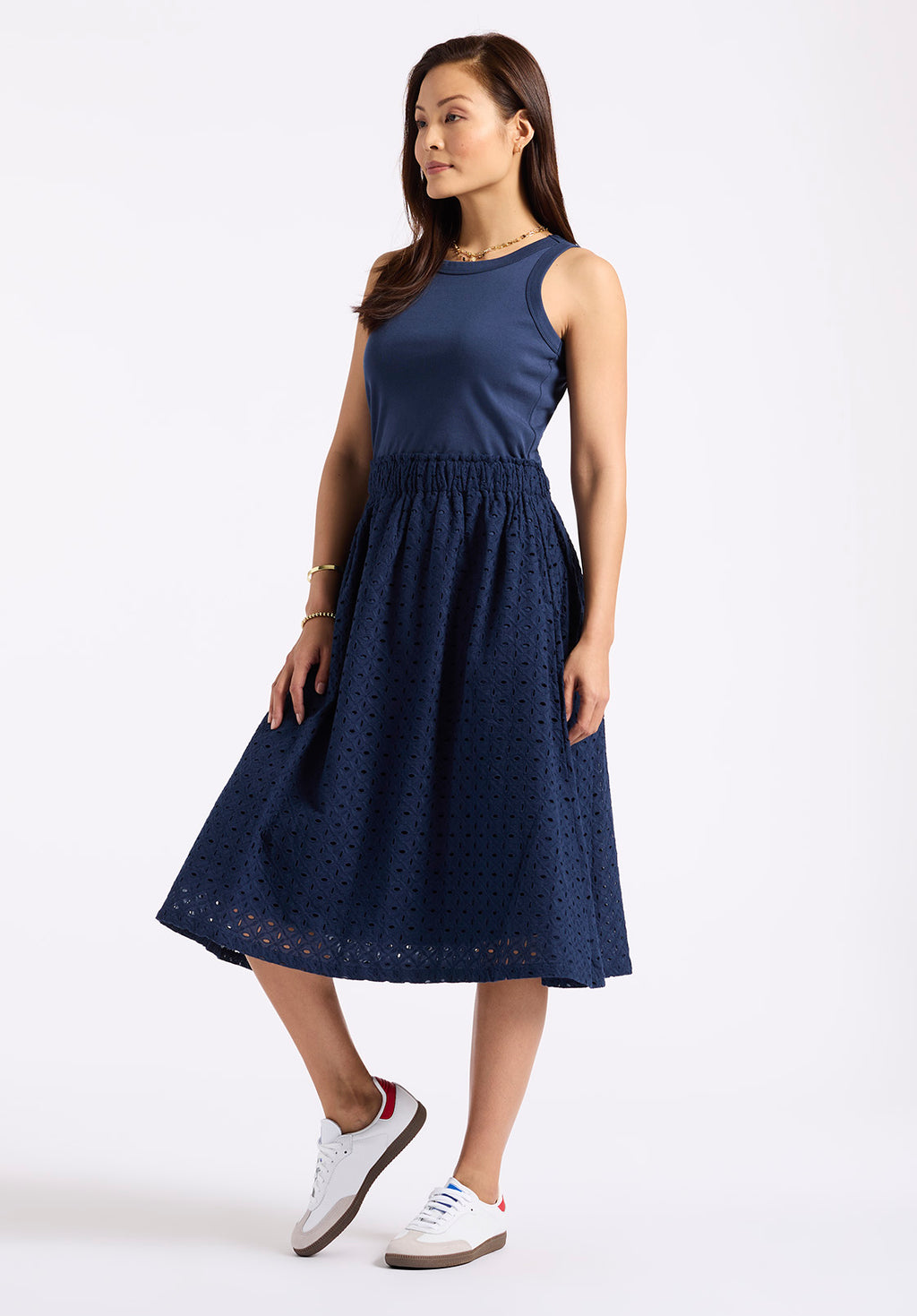 Buffalo Jeans Women's Drea Sleeveless Eyelet Tank Dress, Navy