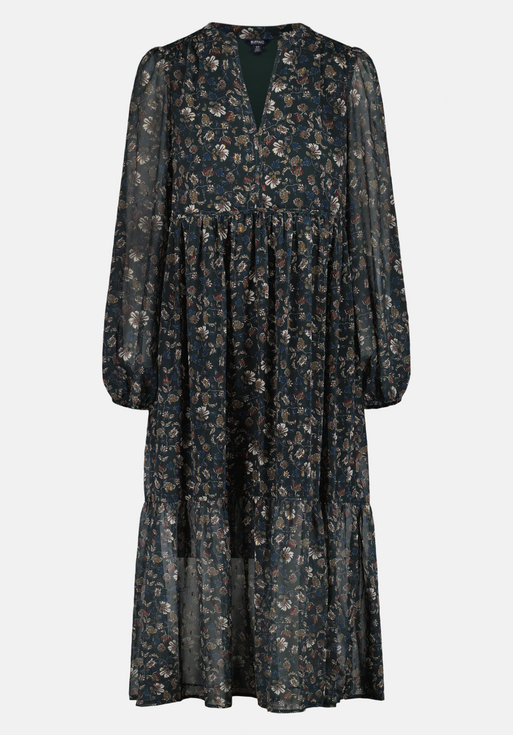 Rheda Women's Long Sleeve Sheer Floral Tiered Maxi Dress, Vintage Floral Vintage Floral / M Rheda Women's Long Sleeve Sheer Floral Tiered Maxi Dress, Vintage Floral Vintage Floral / M