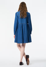 Gracelynn Denim Shirt Dress with Gathered Skirt color TRUE BLUE
