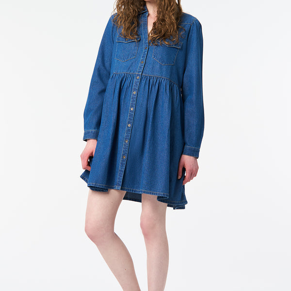 princess polly baby blue dress Apparel Fitted Button Down Dress AiiRZ Button Front Fitted Mini Dress Long  Sleeve Collared Denim Shirt