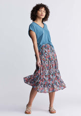 Buffalo David Bitton Aletta Women’s Long Skirt In Printed Floral - WS0006P Color SPRING MEADOW