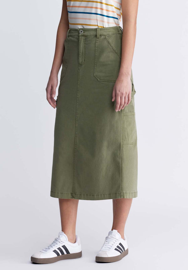 Buffalo David Bitton Matilde Women’s Cargo Skirt in Burnt Olive - WS0010P Color BURNT OLIVE