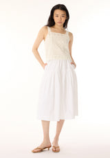 Buffalo Skirts White Woven Skirts Midi Skirt Elastic Waistband
