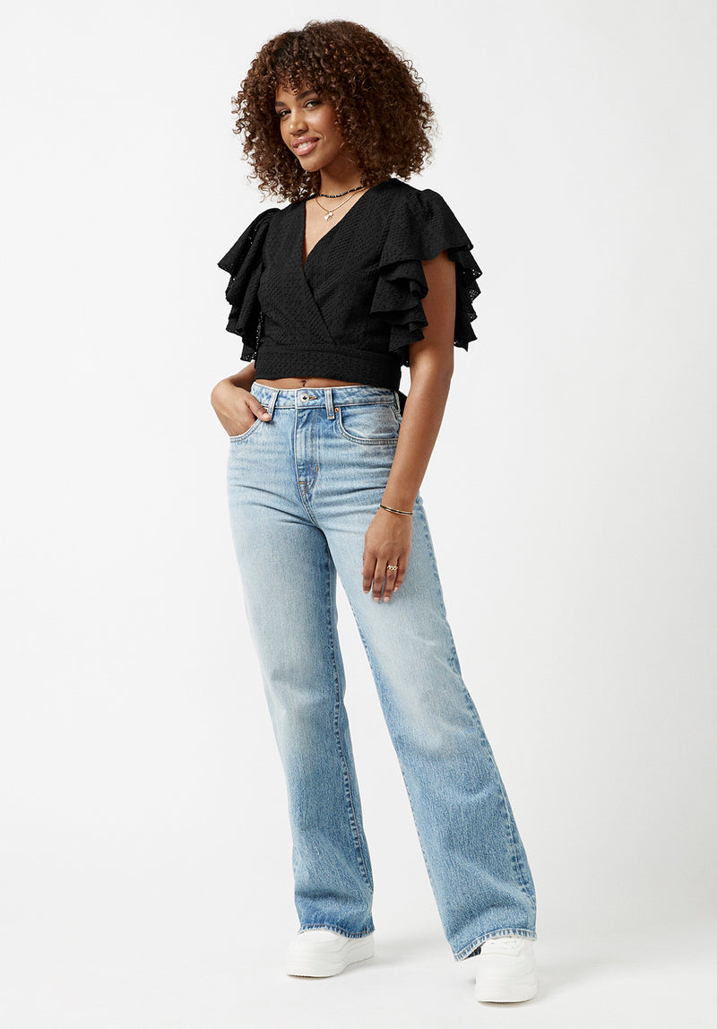 Kate Black Frill Sleeve Women's Blouse – Buffalo Jeans - US