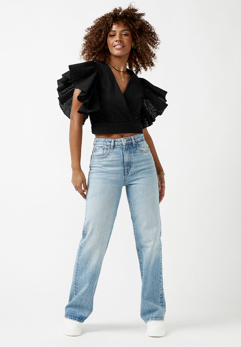 Kate Black Frill Sleeve Women's Blouse – Buffalo Jeans - US