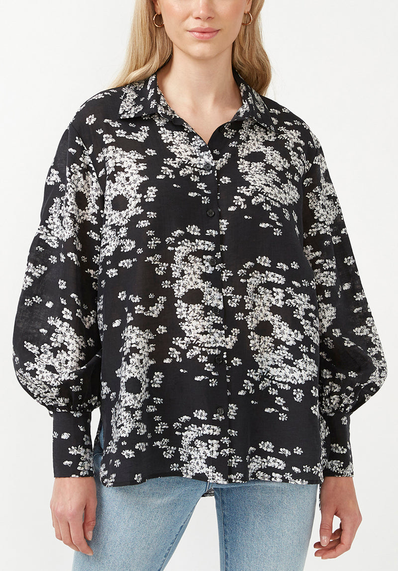 Buffalo David Bitton Hayley Floral Skull Women's Buttons Down Blouse - WT0059F Color FLORAL SKULL