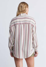 Buffalo David Bitton Aija Women’s Long Sleeve Blouse in Striped Pink - WT0080P Color WHITECAP GRAY