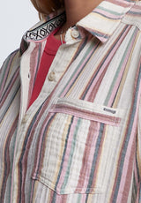 Buffalo David Bitton Aija Women’s Long Sleeve Blouse in Striped Pink - WT0080P Color 