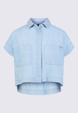 Buffalo David Bitton Fenella Women's Short Sleeve Crop Shirt, Blue - WT0088S Color 