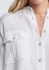 Buffalo David Bitton Taylee Women’s Oversized Blouse in White - WT0118P Color 