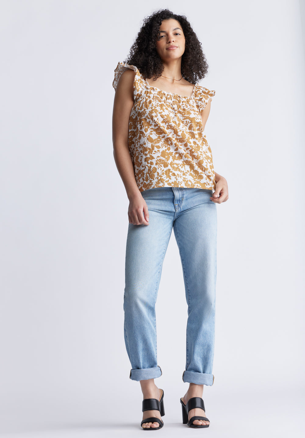 Mabilia Women's Flutter Sleeve Top, Yellow Flowers – Buffalo