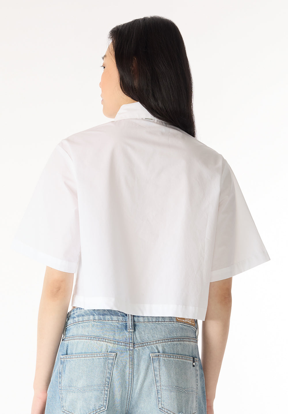 Sorcha Women's Short Sleeve Lace Detail Button-Up Blouse, White
