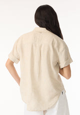 Solana Women's Linen Short-Sleeve Button-Up Shirt, Beige - WT0172P