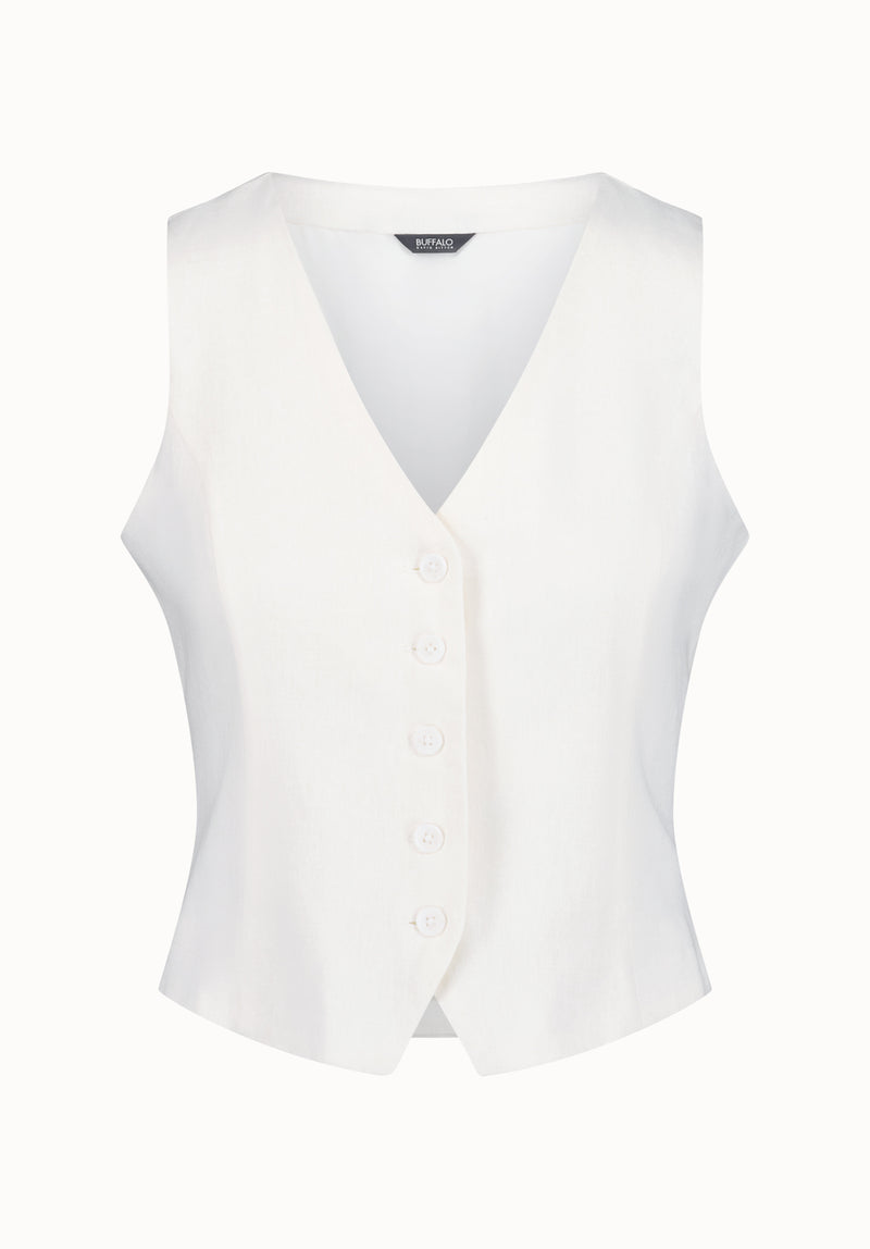 Coraline Women's Linen Button-Up Vest, Blanc – Buffalo Jeans