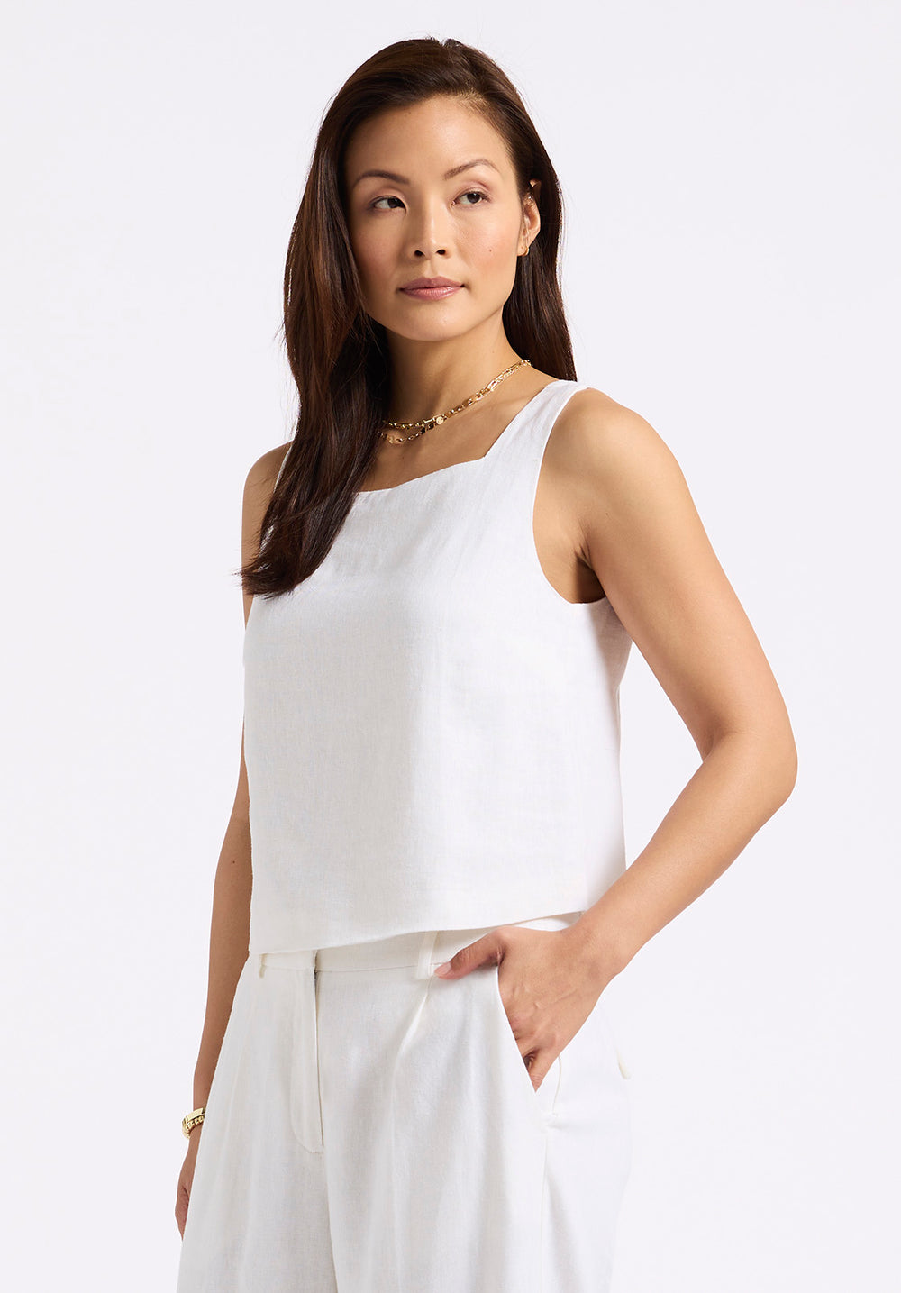 トップス Lamrof Boro Slanted Sleeveless - white トップス Lamrof Boro Slanted Sleeveless - white セール