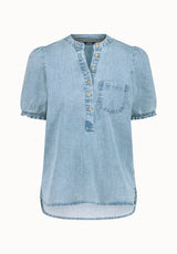 Lenore Women’s Puffed Sleeve Blouse, Classic Vintage Blue - WT0191P