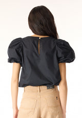 Leonella Women's Puff Sleeve Embroidered Blouse, Black - WT0204P