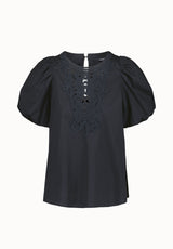 Leonella Women's Puff Sleeve Embroidered Blouse, Black - WT0204P