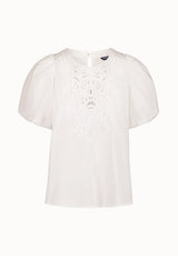 Buffalo Women Shirts White Woven Woven Short Sleeve Round Neckline Puff Sleeve