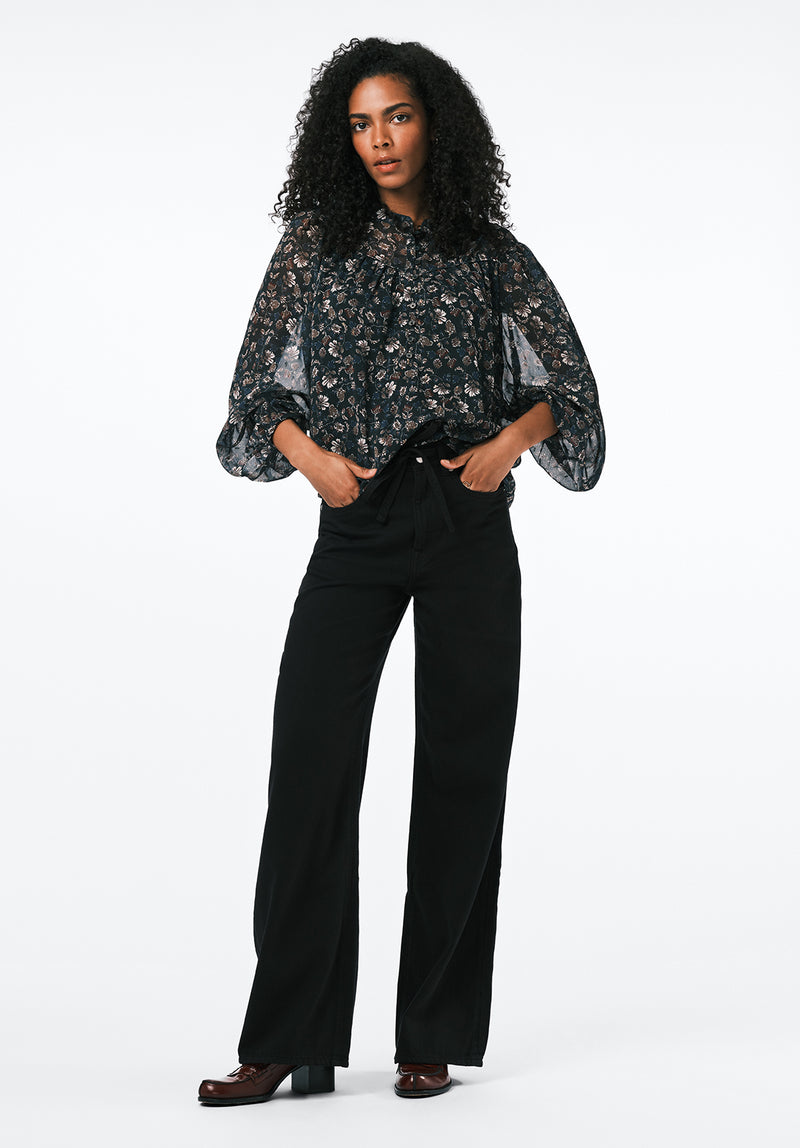 Clara Women's Anne Sheer Floral Button-Front Blouse, Vintage