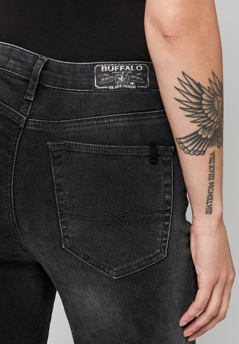 Buffalo David Bitton HIGH RISE STRAIGHT JAYDEN Dark & Worn Jeans - BL15818 Color BLACK
