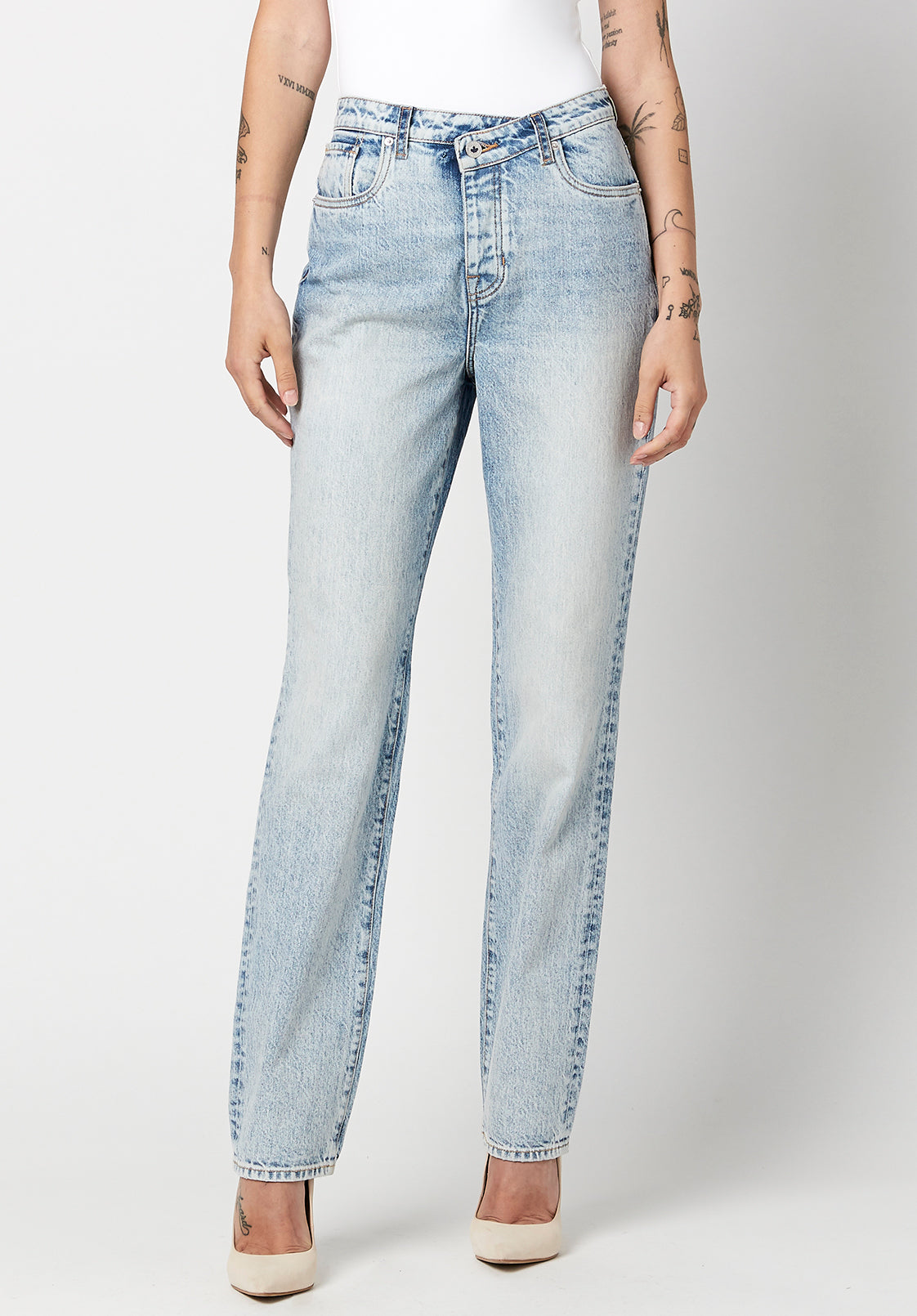 High Rise Straight Jessie Women's Jeans with Asymmetrical Waist ...