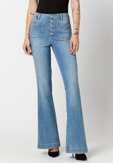 Buffalo David Bitton High Rise Flare JOPLIN Sanded Jeans - BL15821 Color INDIGO