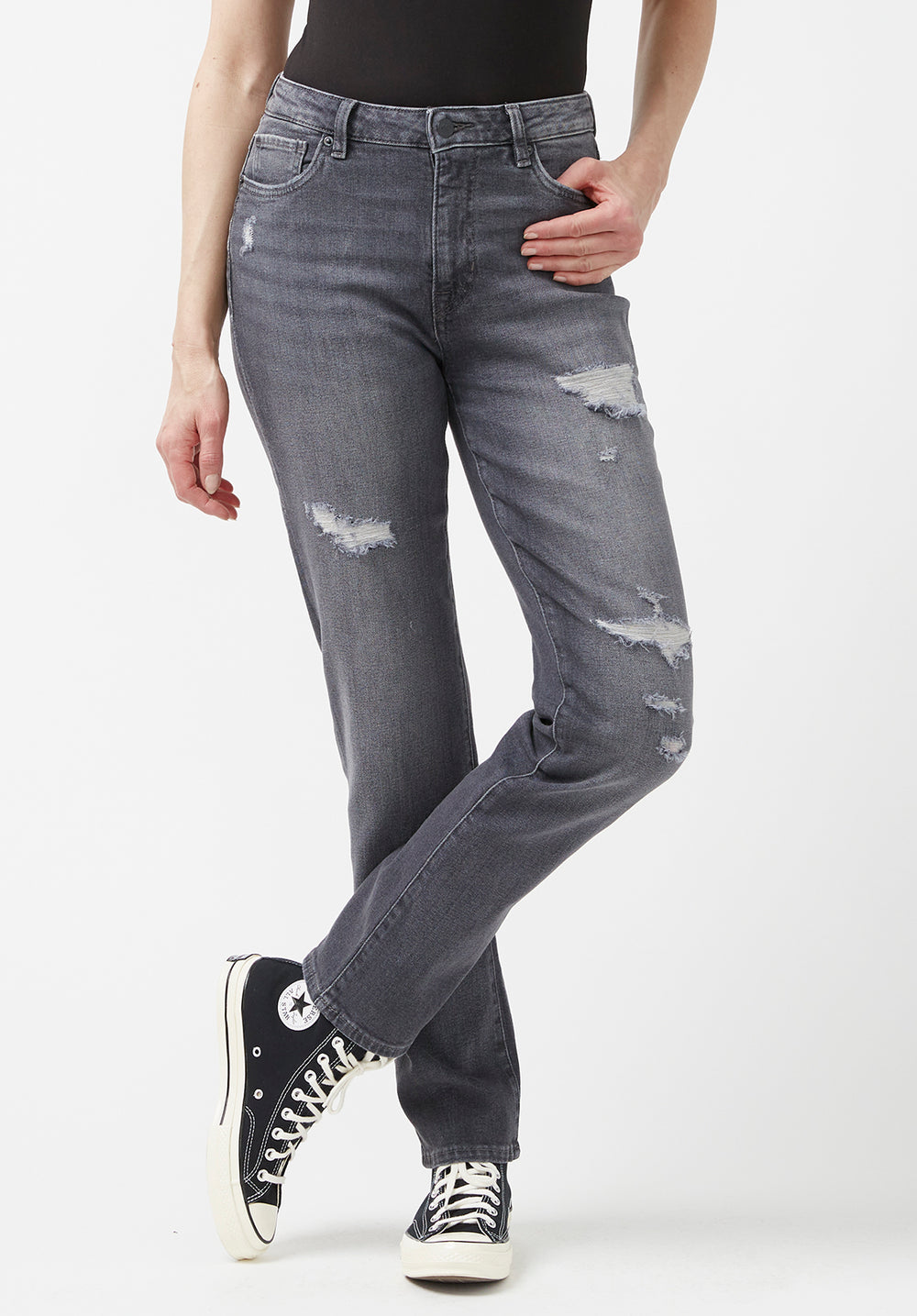 Jayden Women's High Rise Straight Jeans, Authentic Grey – Buffalo