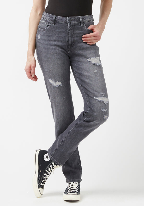 High Rise Straight Jayden Grey Jeans - BL15845
