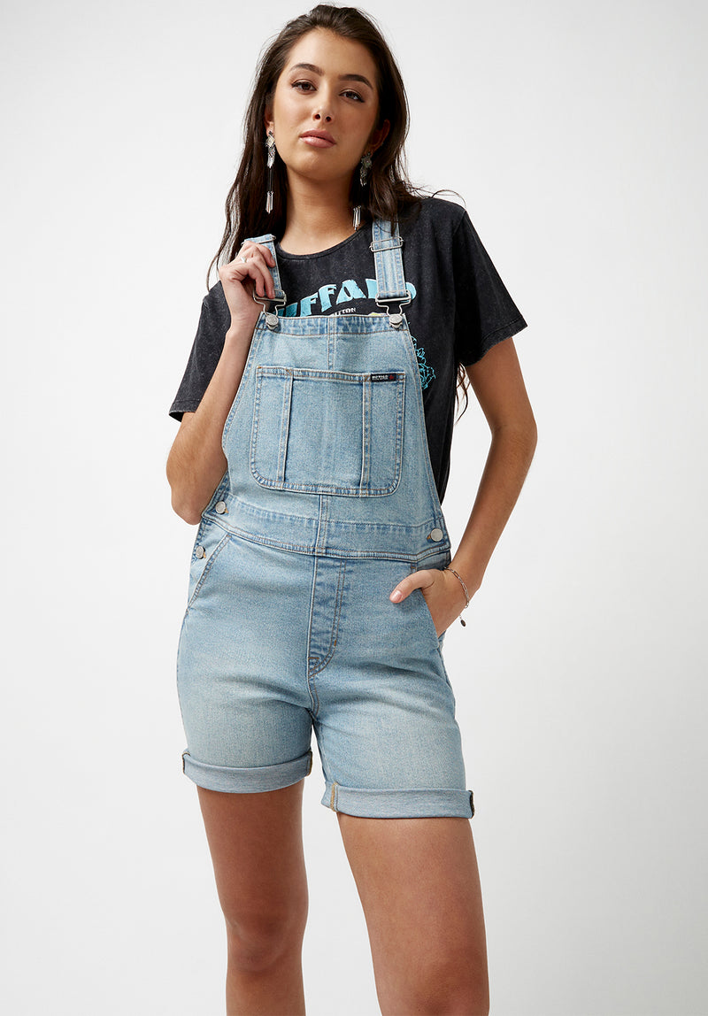 Buffalo David Bitton Holly Vintage Overalls Shorts - BL15881 Color INDIGO