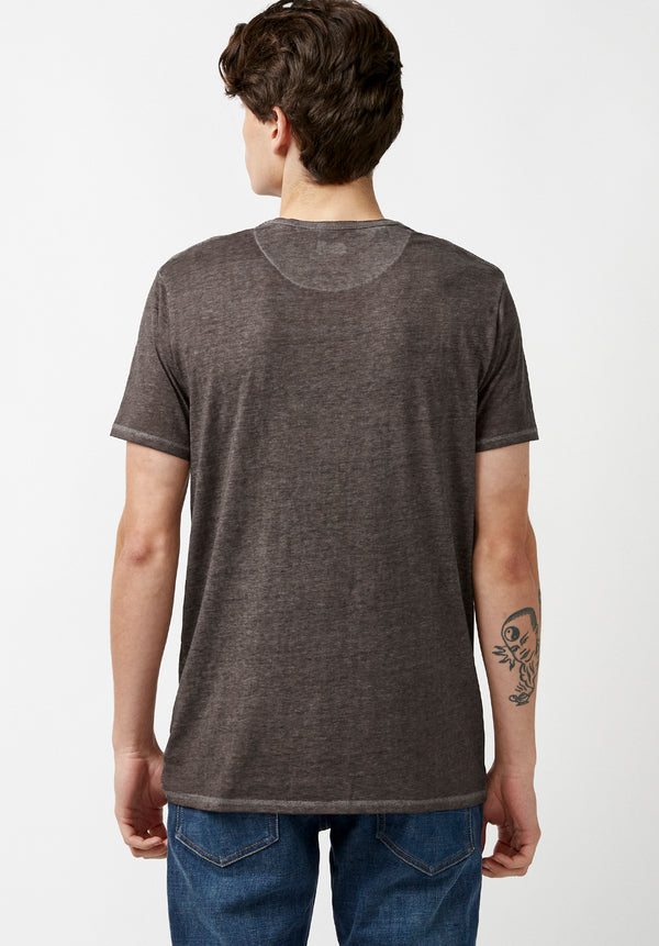 Kasum Buttoned Henley Men's T-Shirt in Dark Grey - BM21411