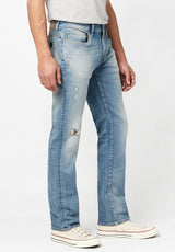 Buffalo David Bitton STRAIGHT SIX Veined Recycled Jeans - BM22760 Color INDIGO