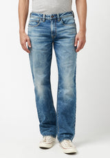 Buffalo David Bitton Relaxed Straight Driven Bleached Down Jeans - BM22878 Color INDIGO