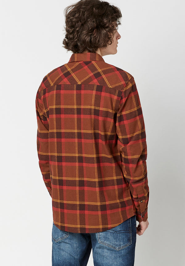 Buffalo David Bitton Plaid Sawood Flannel Shirt - BM23665 Color HARVEST