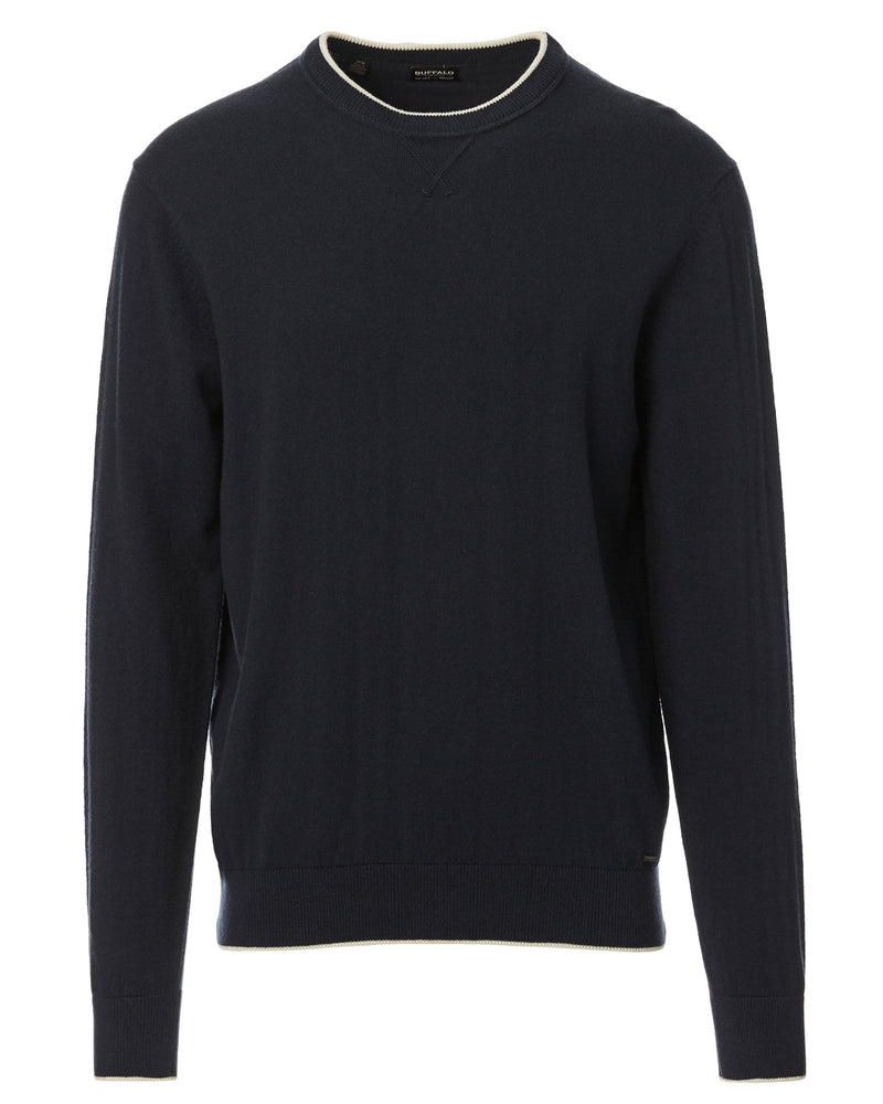 Buffalo David Bitton Merino Wool Wiquip Sweater - BM23686 Color MIDNIGHT BLUE