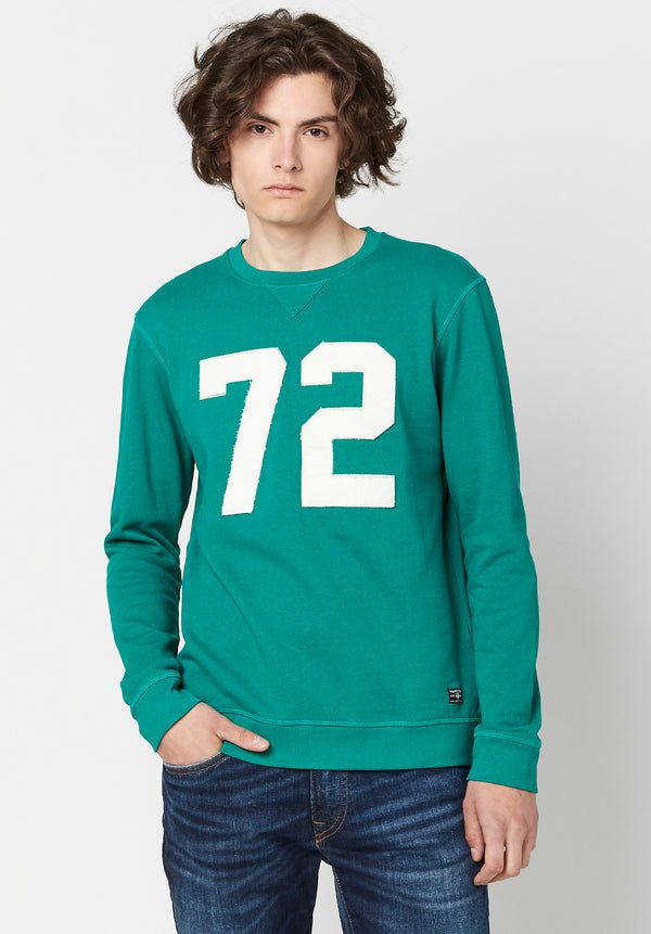 Buffalo David Bitton Fakirk Varsity Sweatshirt - BM23703 Color ULTRA GREEN