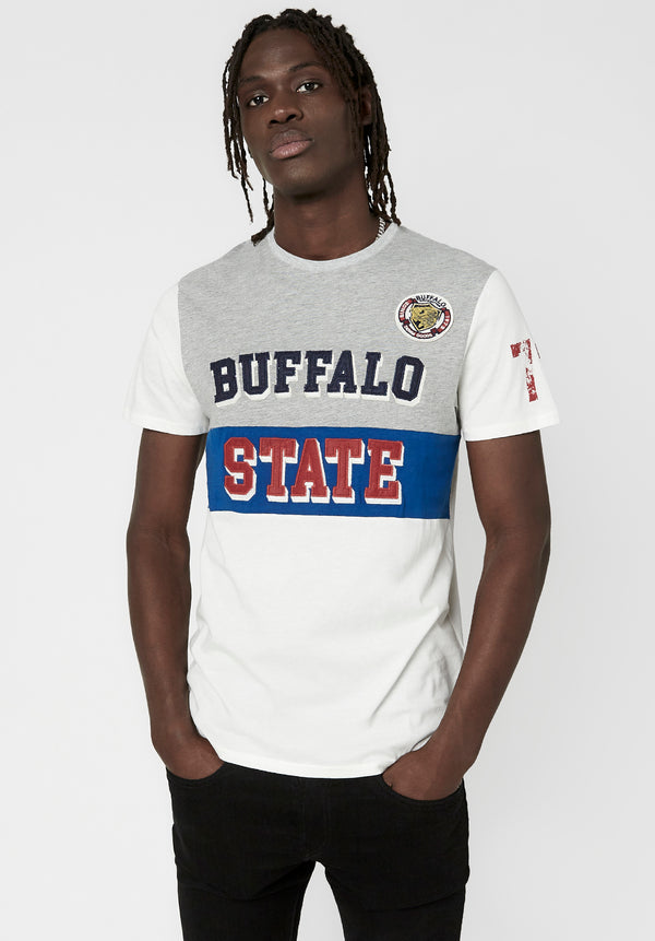 Buffalo David Bitton Colorblocked Jersey Tafity T-Shirt - BM23782 Color MILK