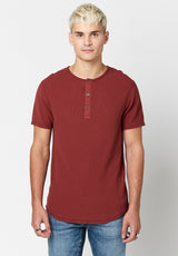 Buffalo David Bitton Cotton Kosory Henley T-Shirt - BM23829 Color RUBY