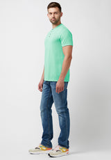 Buffalo David Bitton Buttoned Henley Kasum T-Shirt - BM23835 Color COCKATOO