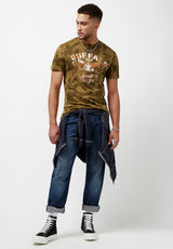 Buffalo David Bitton Tibrun Printed Wash T-Shirt - BM23858 Color RAW UMBER