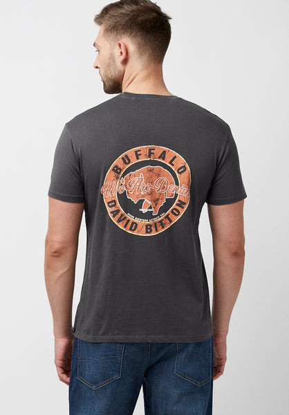 Buffalo David Bitton Tiseven Cracked Logo T-Shirt - BM23863 Color CHARCOAL