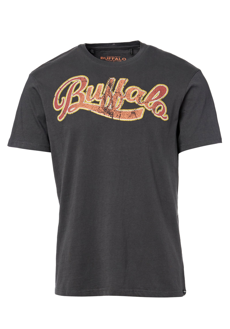 Buffalo David Bitton Tiseven Cracked Logo T-Shirt - BM23863 Color CHARCOAL