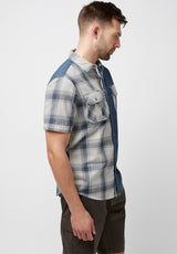 Buffalo David Bitton Short Sleeves Sage Chambray & Plaid Shirt - BM23882 Color MILK