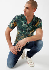 Buffalo David Bitton Short Sleeves Siman Green Printed Shirt - BM23950 Color RAW UMBER