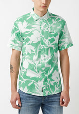 Buffalo David Bitton Collared Short Sleeves Susara Green Printed Shirt - BM23963 Color COCKATOO