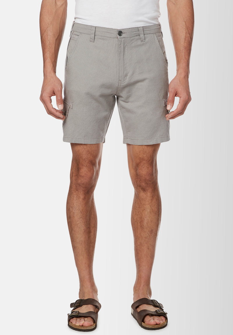 Buffalo David Bitton Linen Twill Havane Grey Shorts - BM23967 Color ARDENT