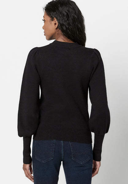 Buffalo David Bitton Cut-Out Nadeline Puff Sweater - SW0525F Color BLACK