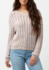 Buffalo David Bitton Marilyn Scoop Neck Sweater - SW0703P Color PASTEL MULTI