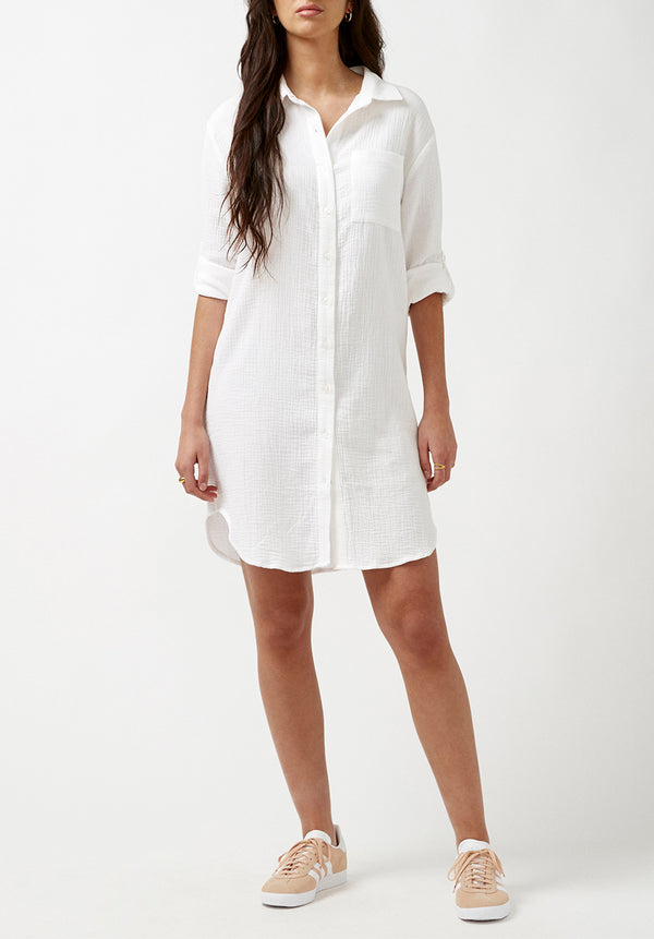 Buffalo David Bitton Oversize Vittoria Dress Shirt - WD0481P Color WHITE